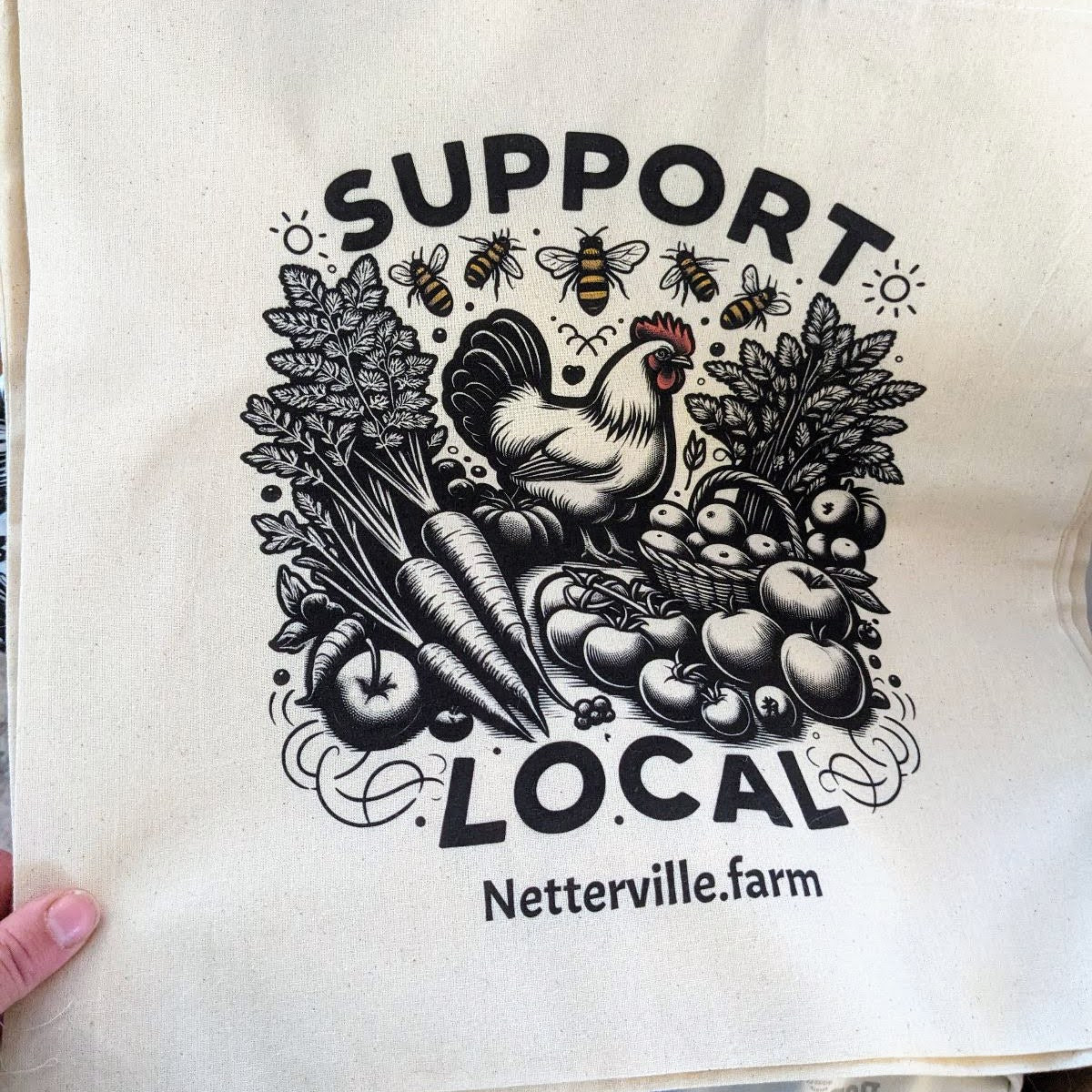 "Suport Local" Graphic Natural Tote Bag