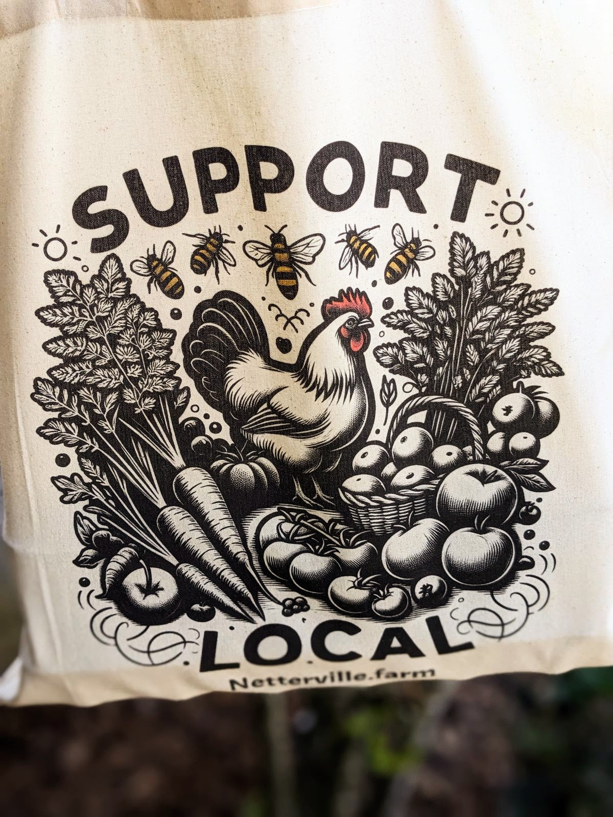 "Suport Local" Graphic Natural Tote Bag