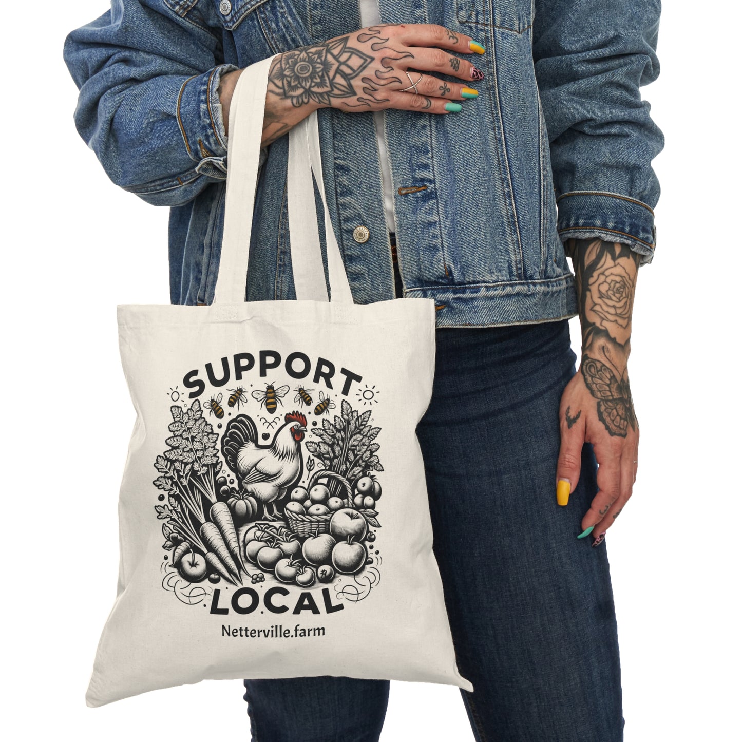 "Suport Local" Graphic Natural Tote Bag